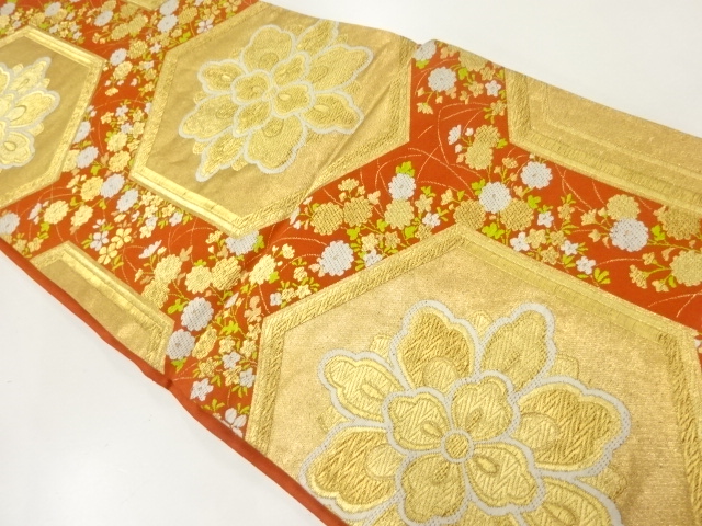 JAPANESE FUKURO OBI / WOVEN KIKKO WITH FLOWER